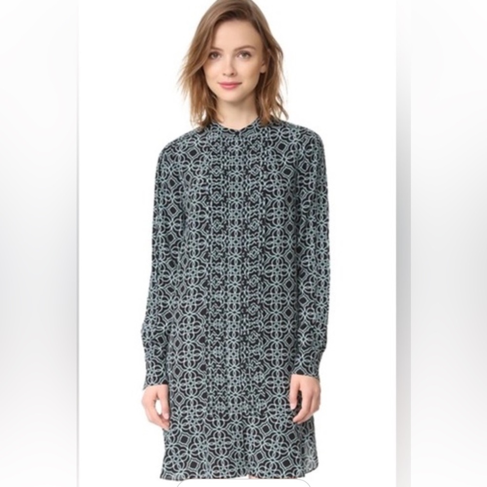Tory Burch Black, Green and White Geometric Mini Dress